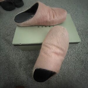 Marni Pink Fur Mules
